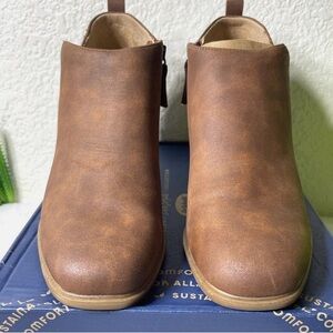 Dr. Scholls Women’s Brown Leather Ankle Booties - Classic Slip-On Style